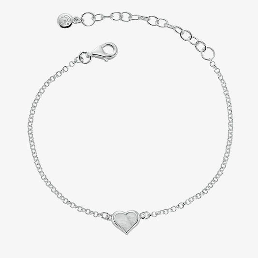 SIlver Betty Heart MOP Childs Bracelet