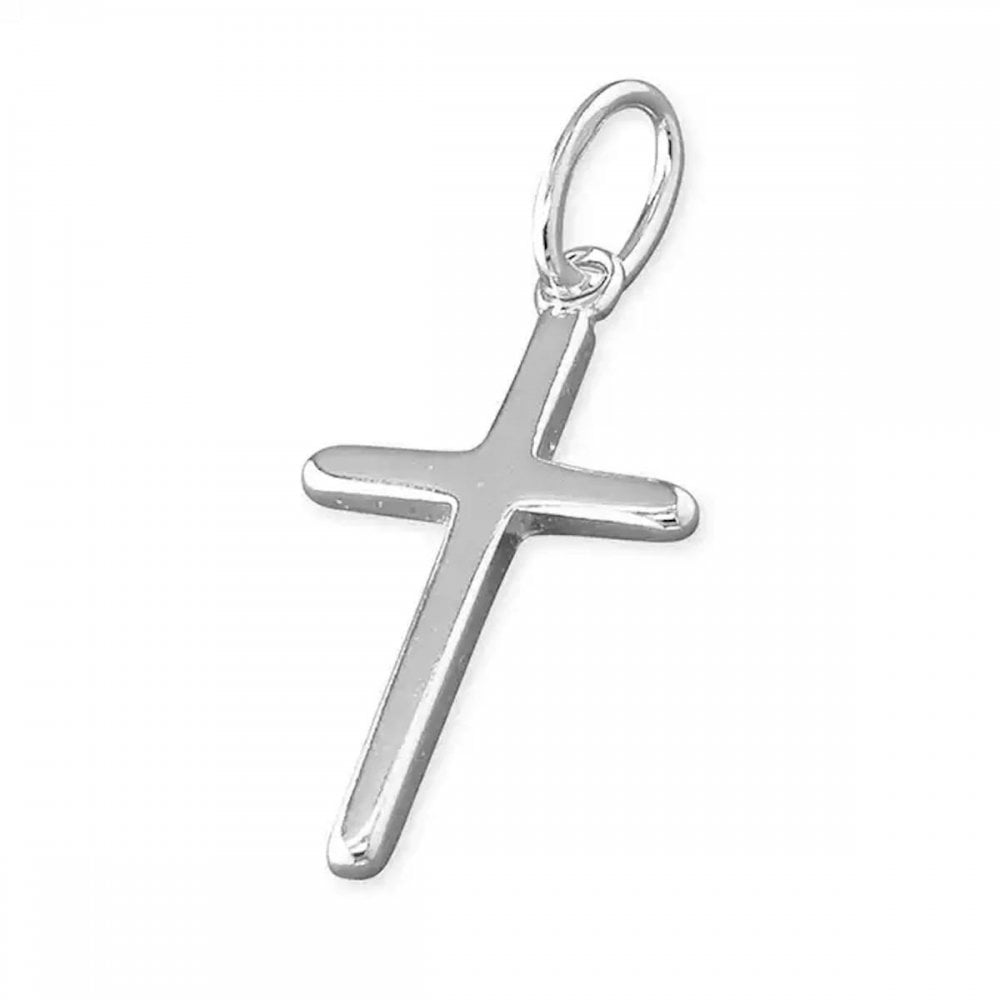 Silver Cross Pendant Medium Rounded