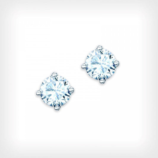 Silver CZ 0.75ct Rhodium Plated Stud Earrings
