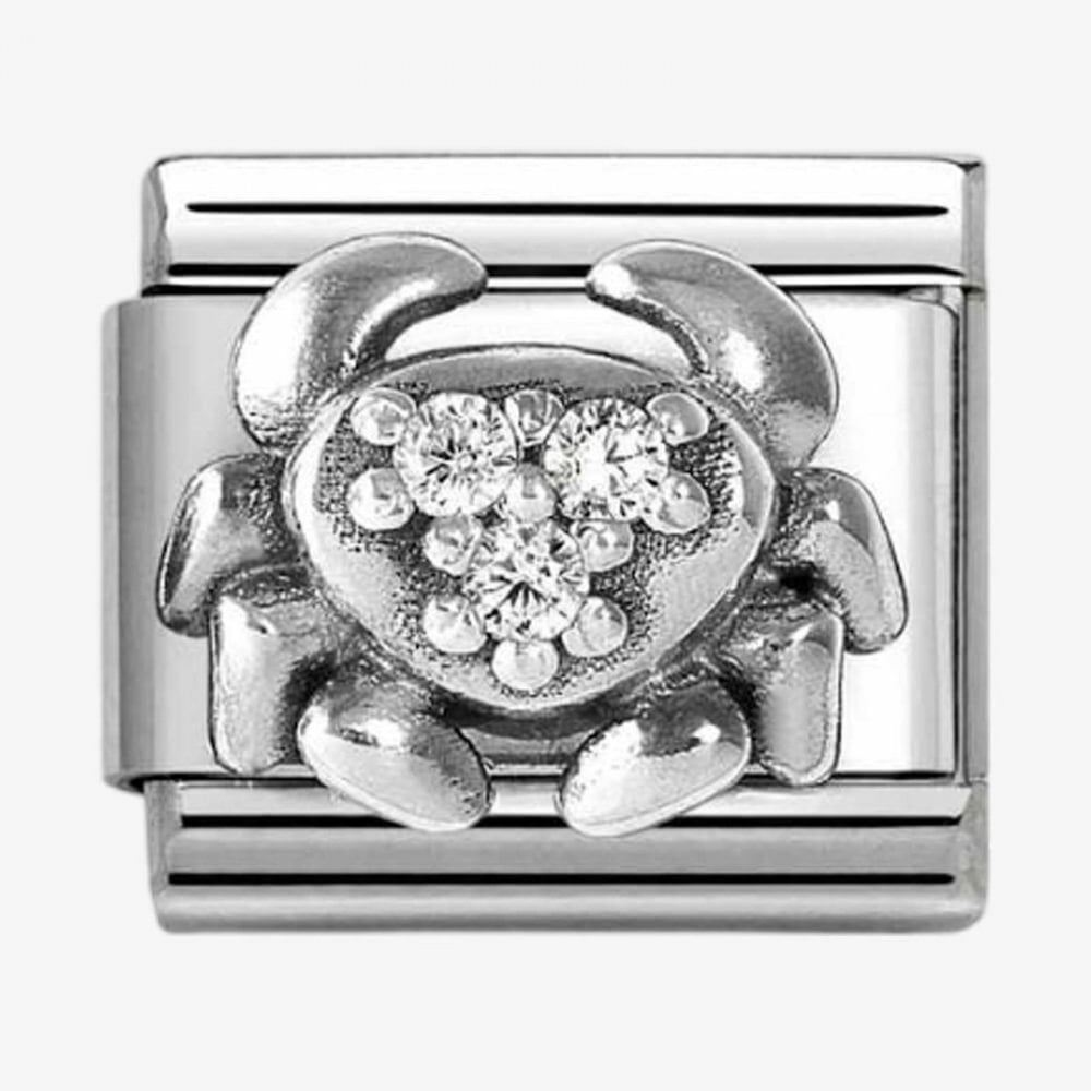 Silver CZ Cancer Crab Star Sign Charm