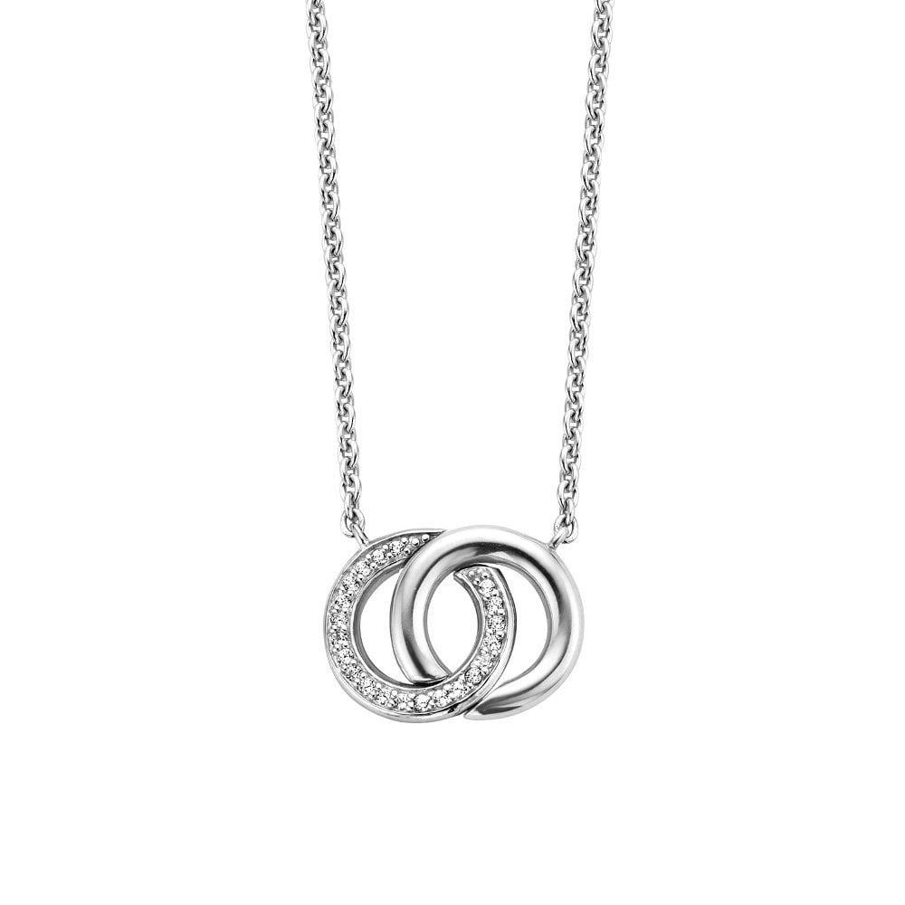 Silver & CZ Entwined Circle Necklace