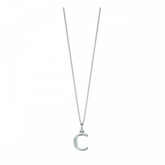 Silver CZ Inital Pendant - C