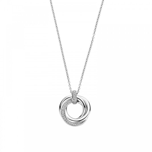 Silver & CZ Twisted Circle Necklace