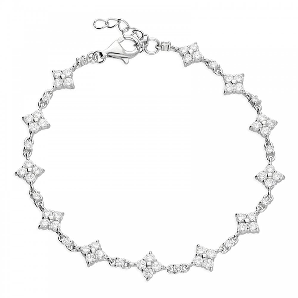 Silver CZ Vintage Flower Bracelet