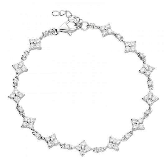 Silver CZ Vintage Flower Bracelet