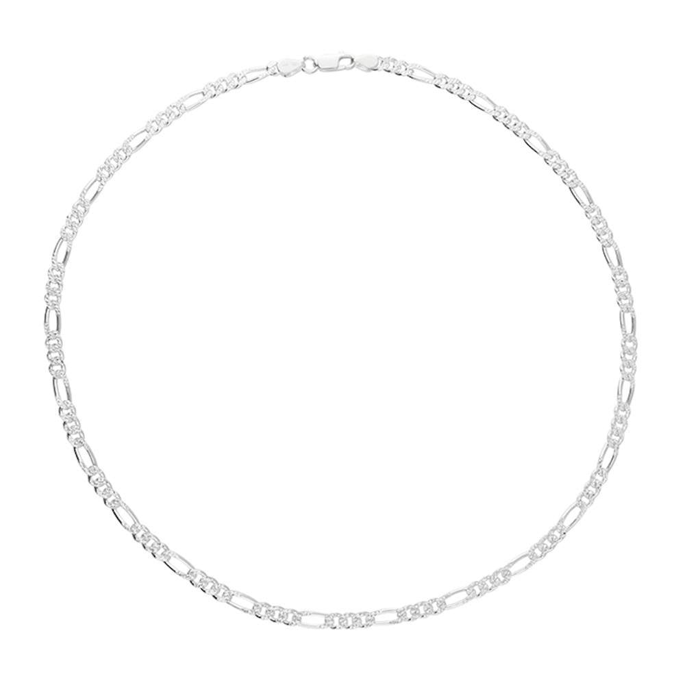Silver Diamond Cut Figaro Necklace 46cm