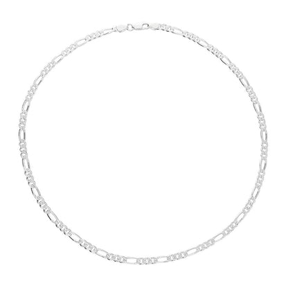 Silver Diamond Cut Figaro Necklace 46cm