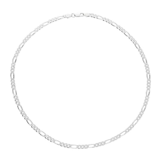 Silver Diamond Cut Figaro Necklace 46cm