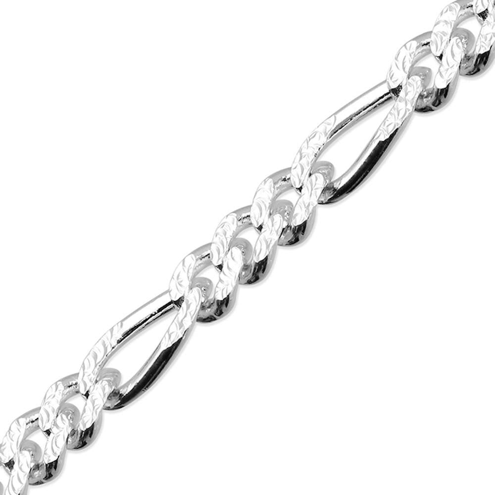 Silver Diamond Cut Figaro Necklace 46cm