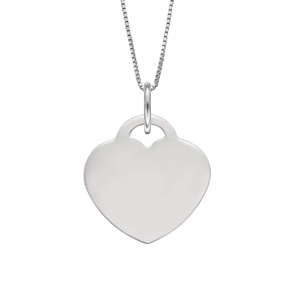 Silver Engravable 18mm Heart Pendant and Chain