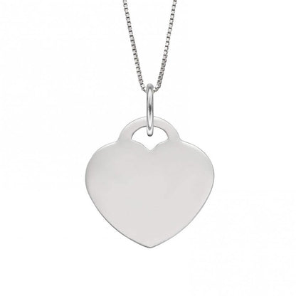 Silver Engravable 18mm Heart Pendant and Chain