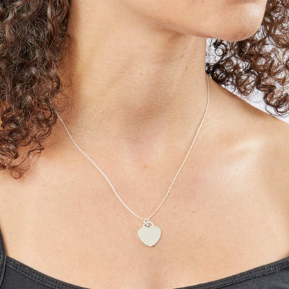 Silver Engravable 18mm Heart Pendant and Chain