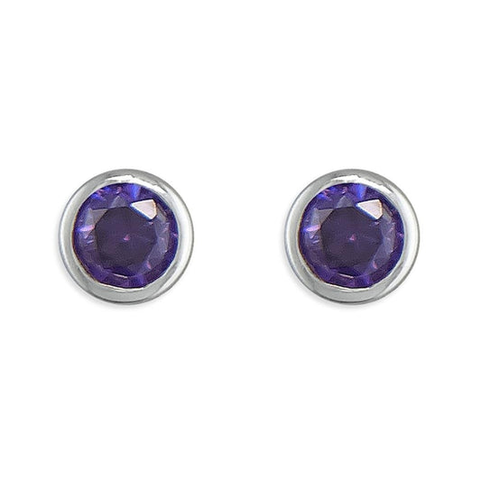 Silver February Birthstone Stud Earrings