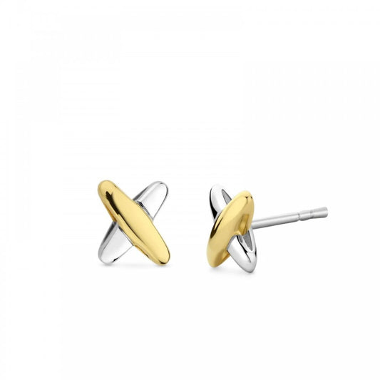 Silver & Gold Plate Kiss Stud Earrings