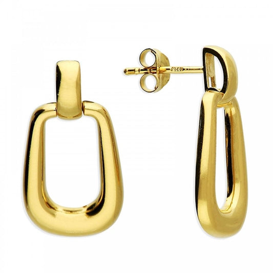 Silver Gold Plate Rectangular Hoop Earrings