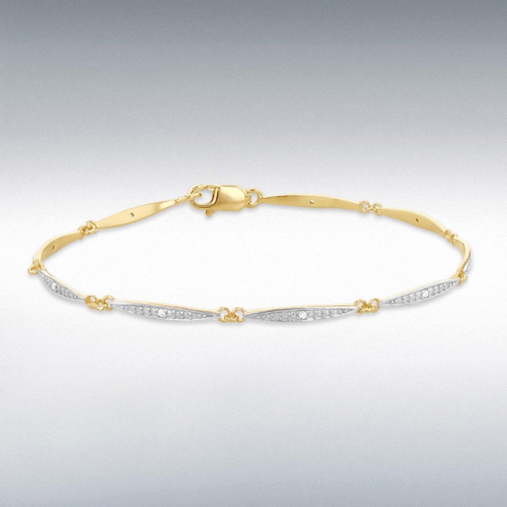 Silver Gold Plated Bar Bracelet 7"