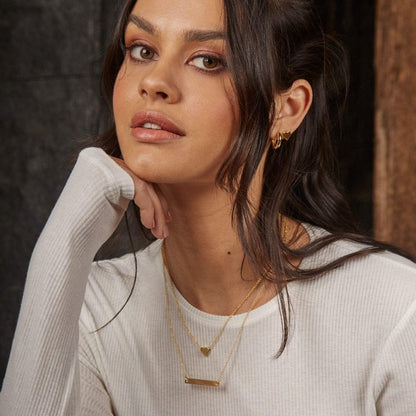 Silver Gold Plated Bar ID Necklace