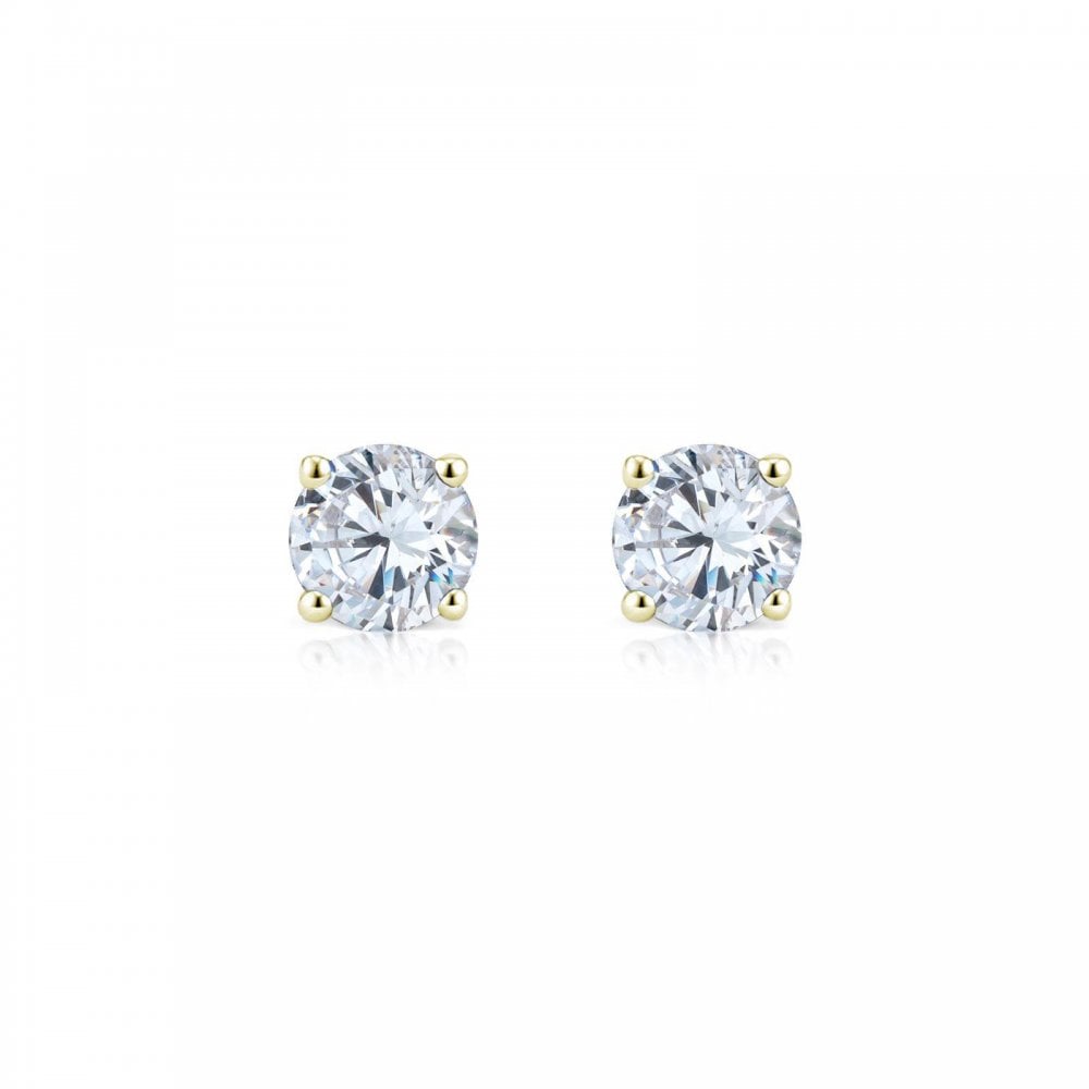 Silver Gold Plated CZ 0.25ct Stud Earrings