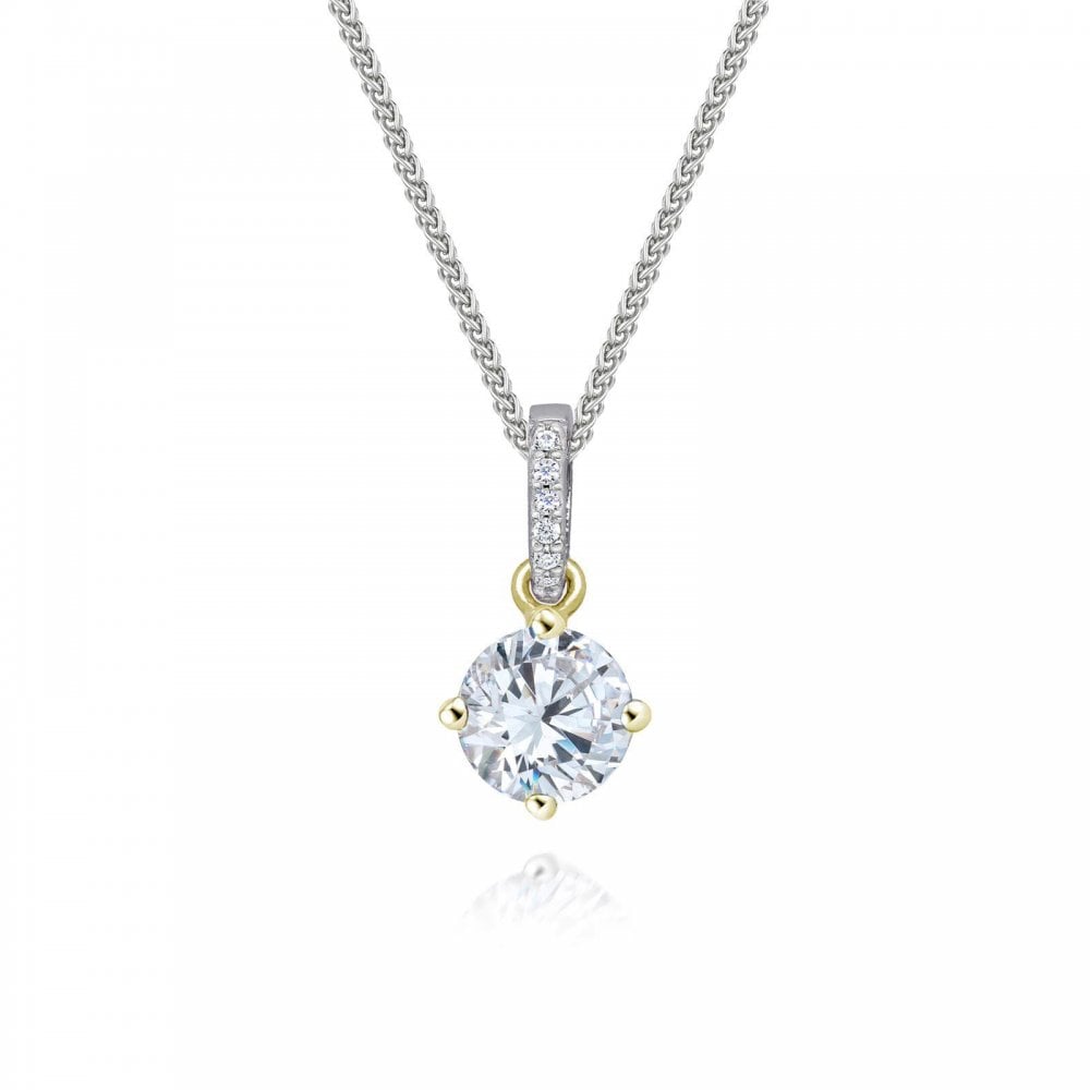 Silver Gold Plated CZ 0.50ct Pendant & Chain
