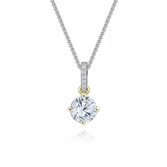 Silver Gold Plated CZ 0.50ct Pendant & Chain