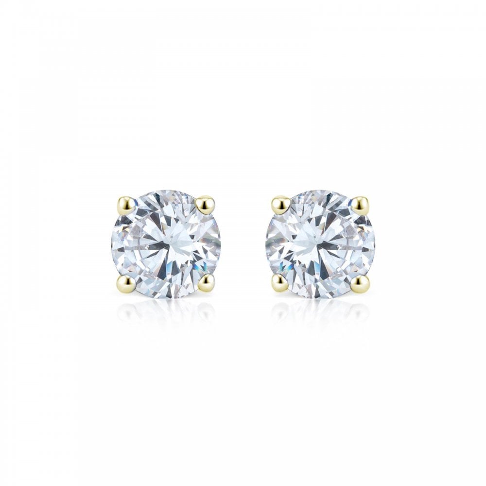 Silver Gold Plated CZ 1.00ct Stud Earrings