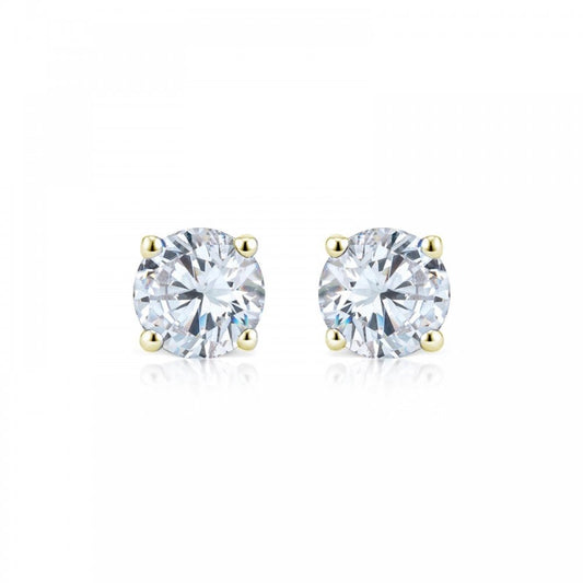 Silver Gold Plated CZ 1.00ct Stud Earrings