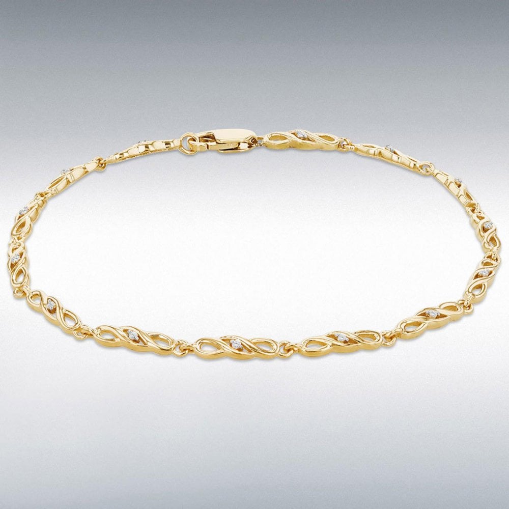 Silver Gold Plated Eternal CZ Link Bracelet 7"