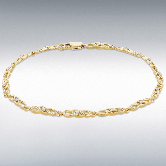 Silver Gold Plated Eternal CZ Link Bracelet 7"