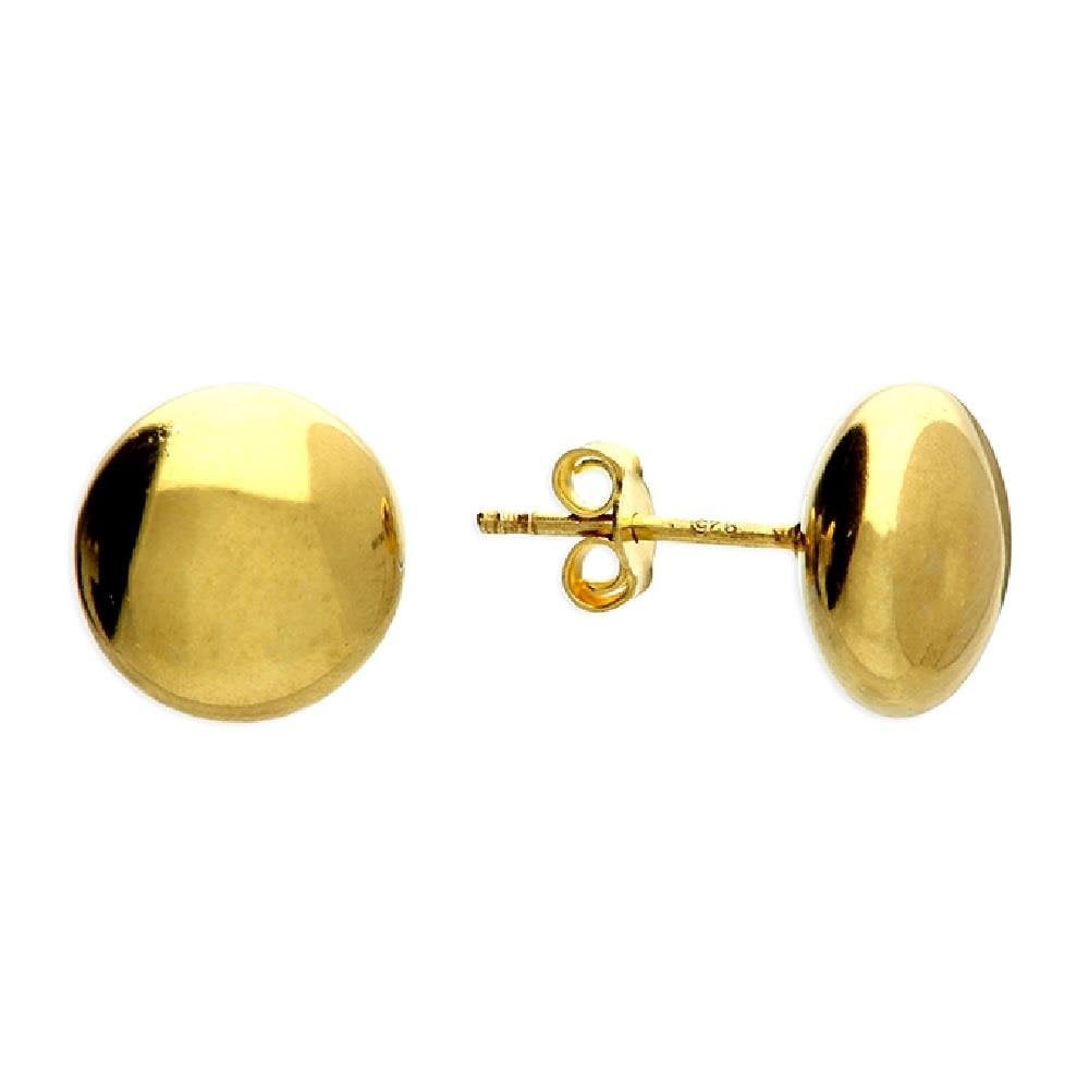 Silver Gold Plated Large Button Stud Earrings