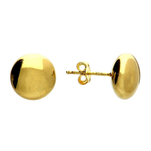 Silver Gold Plated Large Button Stud Earrings