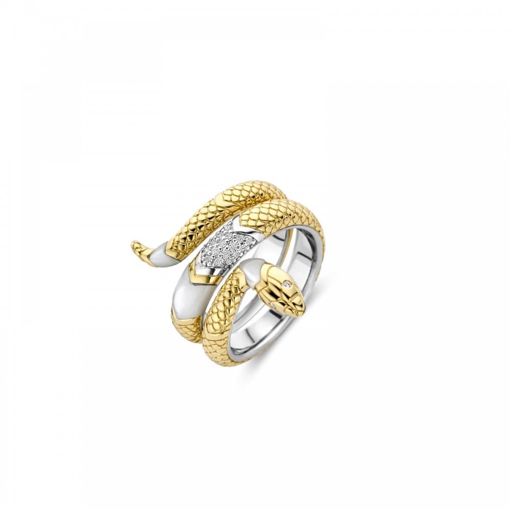 Silver Gold Plated Serpent Ring Size 56