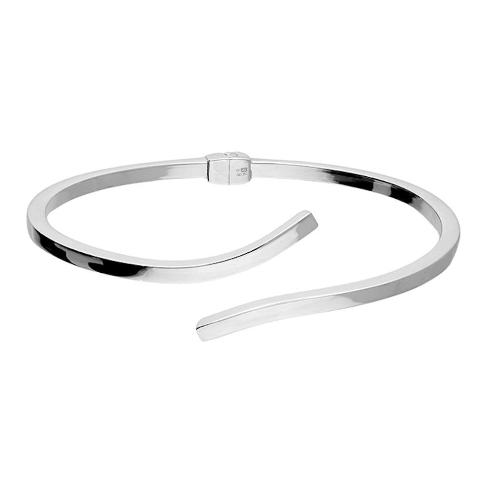 Silver Hinged Cross Over Bangle