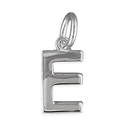 Silver Initial Pendant Charm E