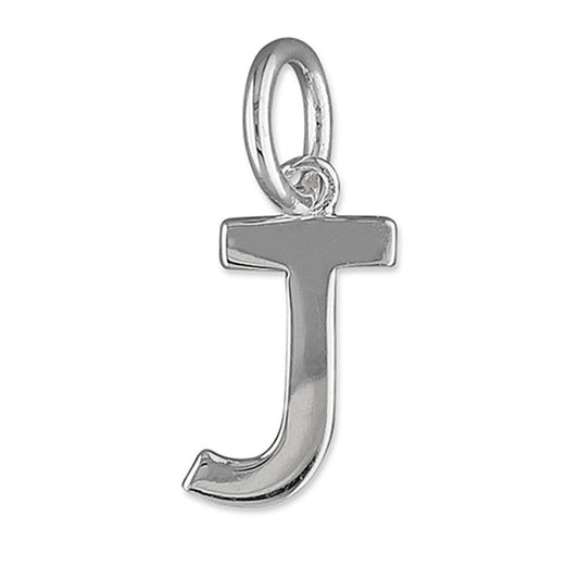 Silver Initial Pendant Charm J