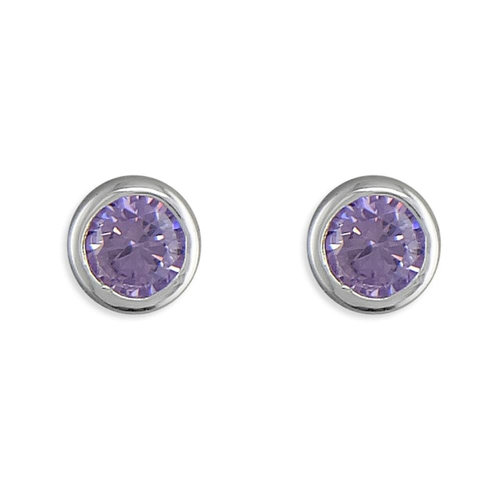 Silver June Birthstone Stud Earrings