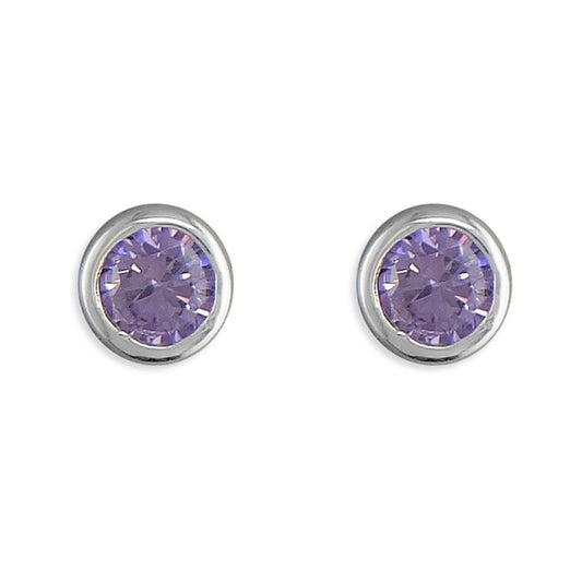Silver June Birthstone Stud Earrings