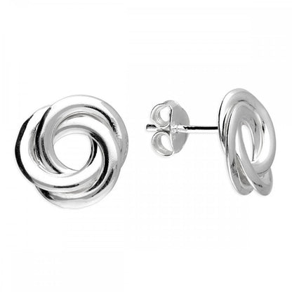 Silver Large Plain Knot Stud Earrings