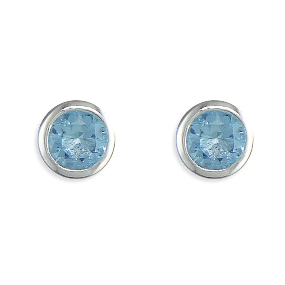 Silver March Birthstone Stud Earrings
