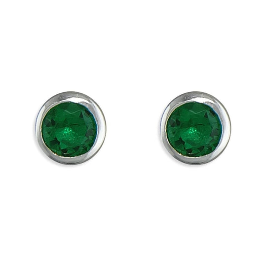 Silver May Birthstone Stud Earrings
