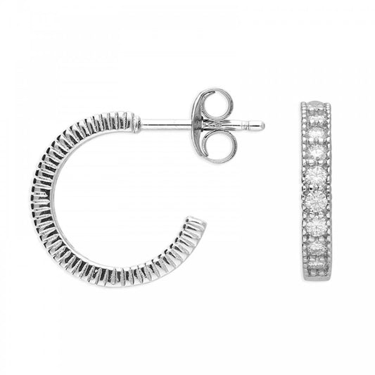 Silver Moissanite Hoop Earrings