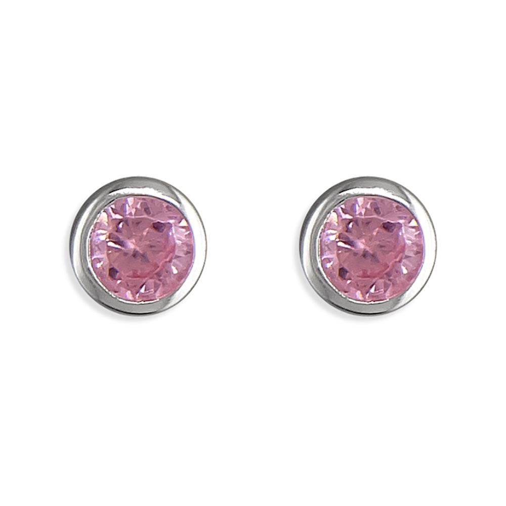 Silver October Birthstone Stud Earrings
