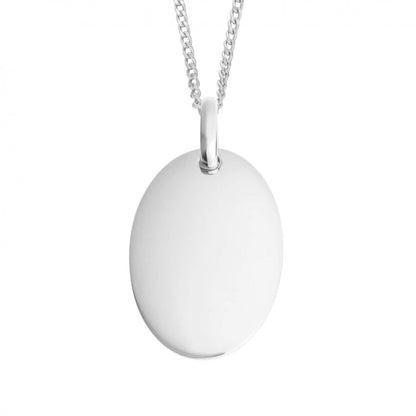 Silver Oval Engravable Pendant & Chain