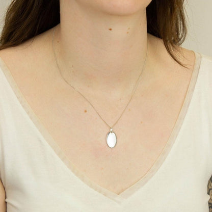 Silver Oval Engravable Pendant & Chain
