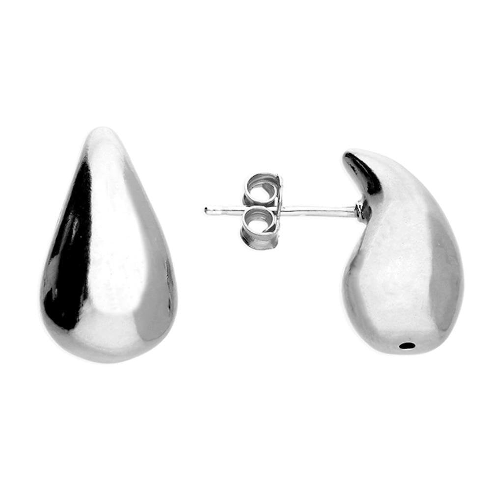 Silver Pear Drop Stud Earrings