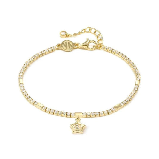 Silver Petit Sparkle Cubic Zirconia Gold Star Tennis (Rich) Bracelet