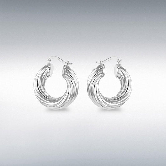 Silver Rhodium Electro Twist Earrings