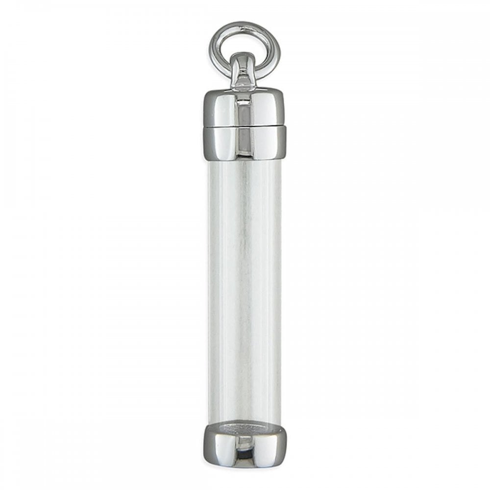 Silver Rhodium Plated Glass Tube Pendant