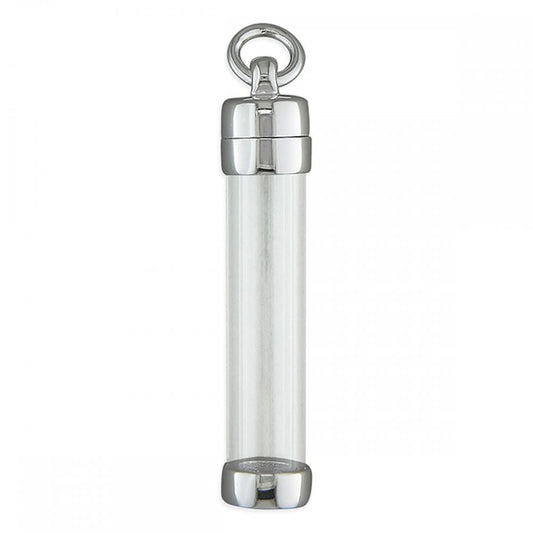 Silver Rhodium Plated Glass Tube Pendant