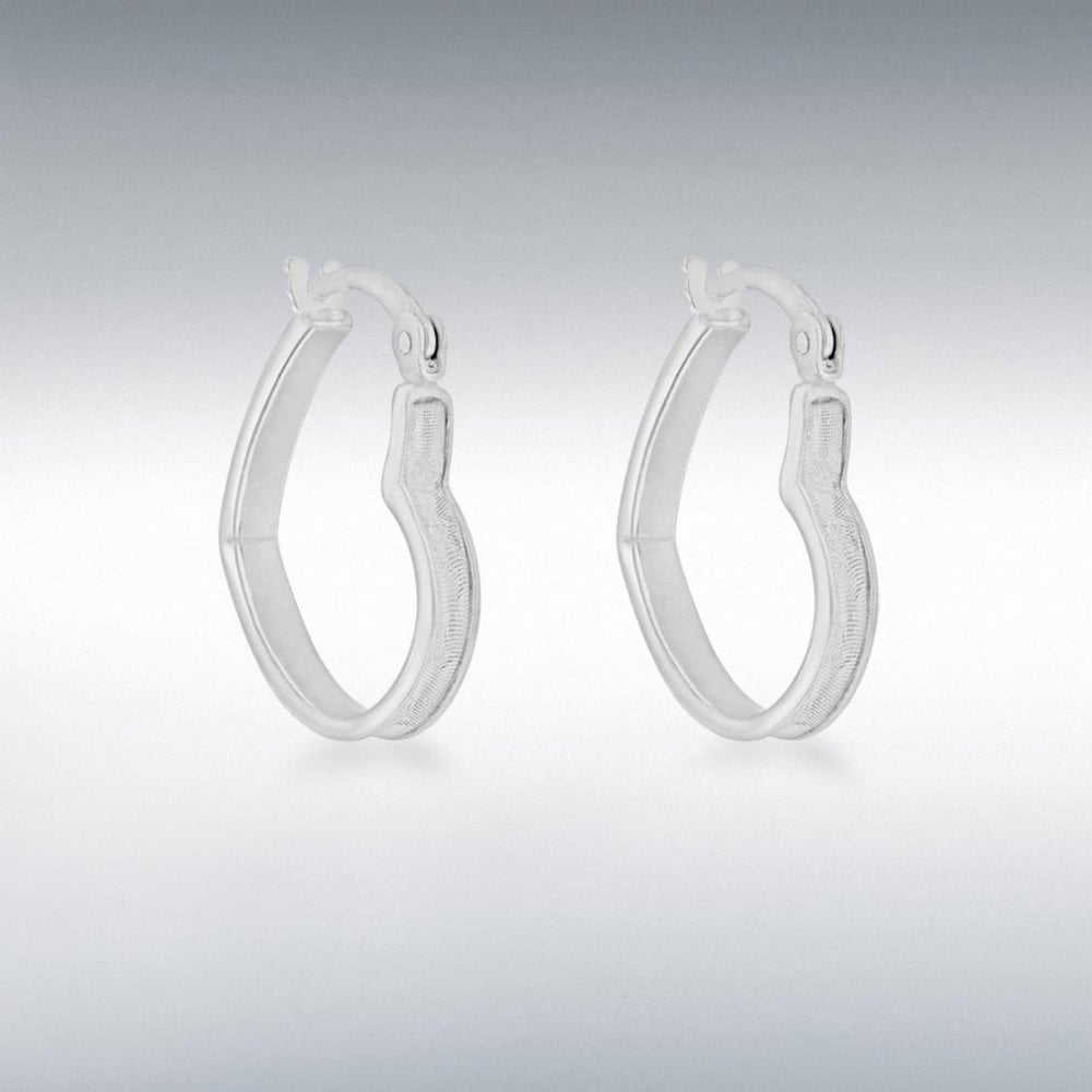 Silver Rhodium Stardust Heart Creole Earrings