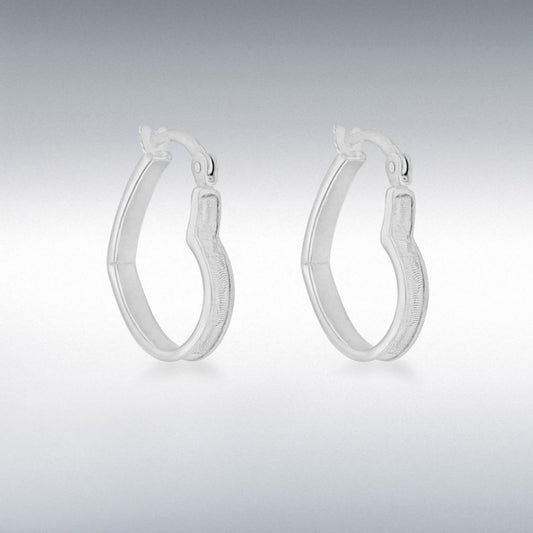 Silver Rhodium Stardust Heart Creole Earrings
